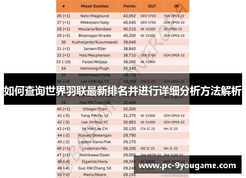 如何查询世界羽联最新排名并进行详细分析方法解析
